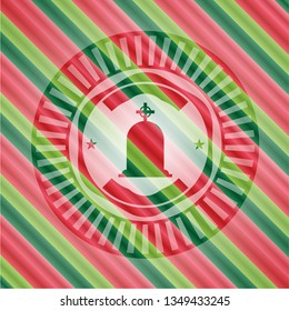 tombstone icon inside christmas style emblem.