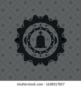 tombstone icon inside dark badge or emblem