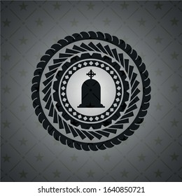 tombstone icon inside dark badge or emblem