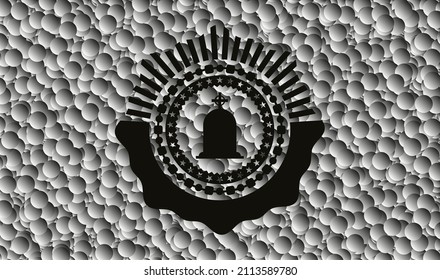 icono de lápida dentro de una placa oscura con fondo de burbujas grises. Ilustración vectorial. Detallado. 