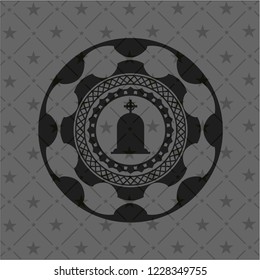 tombstone icon inside dark emblem