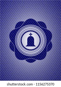 tombstone icon inside denim background