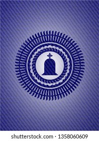 tombstone icon inside emblem with jean high quality background