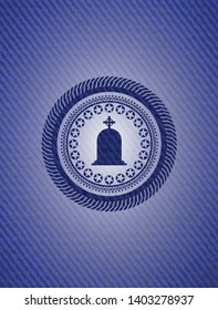 tombstone icon inside emblem with jean high quality background