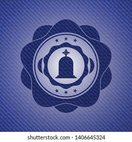 tombstone icon inside emblem with jean high quality background