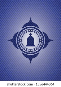tombstone icon inside emblem with jean high quality background