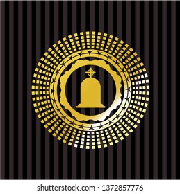 tombstone icon inside golden emblem
