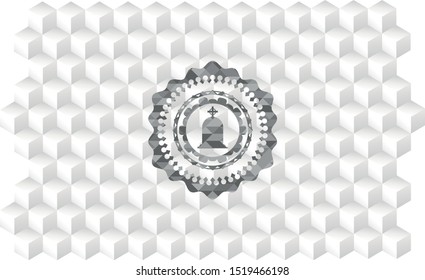tombstone icon inside grey icon or emblem with geometric cube white background