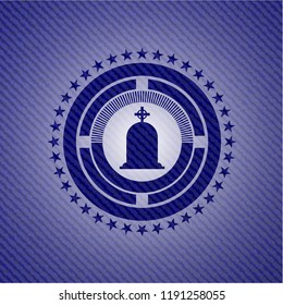 tombstone icon inside jean background
