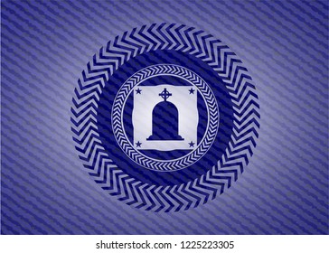 tombstone icon inside jean background