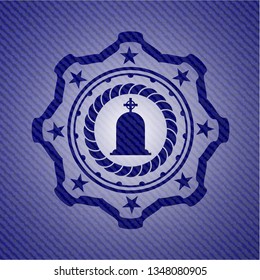 tombstone icon inside jean background