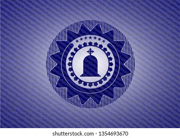 tombstone icon inside jean background