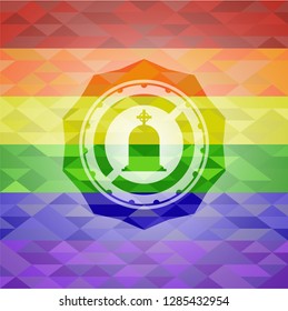 tombstone icon inside lgbt colors emblem 