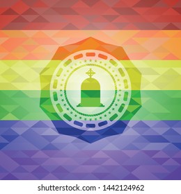 tombstone icon inside lgbt colors emblem 