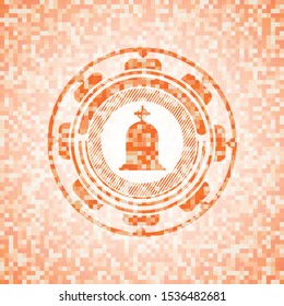 tombstone icon inside orange mosaic emblem