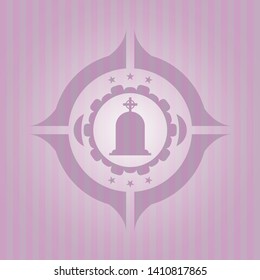 tombstone icon inside pink emblem. Retro