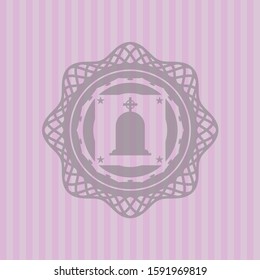 tombstone icon inside pink emblem