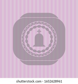 tombstone icon inside pink emblem. Retro