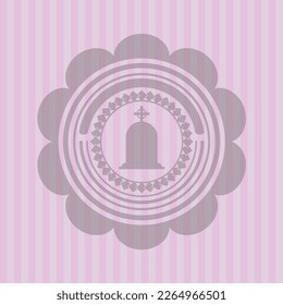 tombstone icon inside pink icon or emblem. Vector design. 
