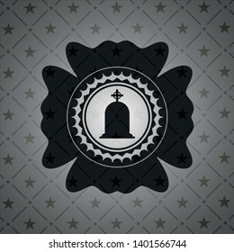 tombstone icon inside realistic dark emblem