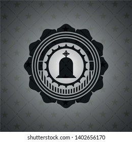 tombstone icon inside realistic dark emblem