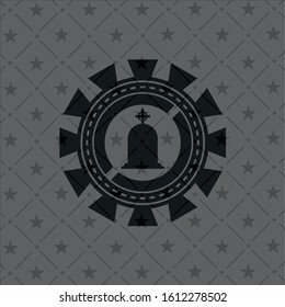 tombstone icon inside realistic dark emblem