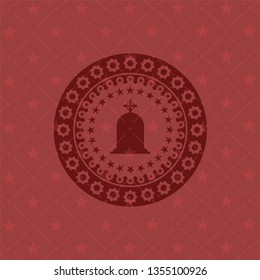 tombstone icon inside realistic red emblem