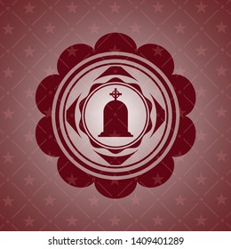 tombstone icon inside realistic red emblem