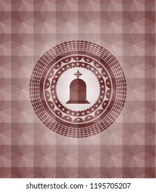 tombstone icon inside red badge with geometric background. Seamless.
