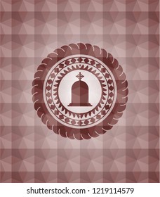 tombstone icon inside red badge with geometric pattern background. Seamless.
