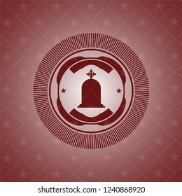tombstone icon inside red emblem. Retro