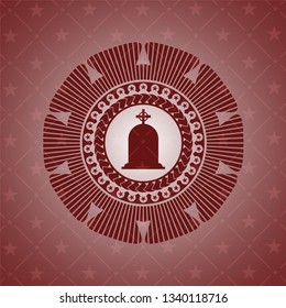 tombstone icon inside red emblem