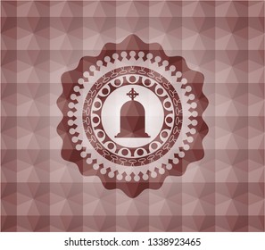 tombstone icon inside red geometric emblem. Seamless.