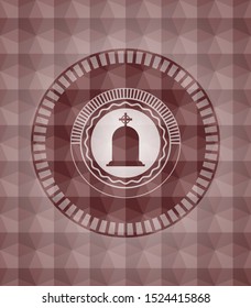 tombstone icon inside red geometric emblem. Seamless.