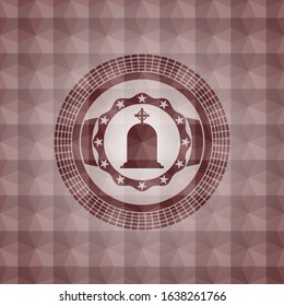 tombstone icon inside red geometric emblem. Seamless.
