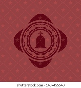 tombstone icon inside retro red emblem