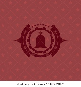 tombstone icon inside retro style red emblem