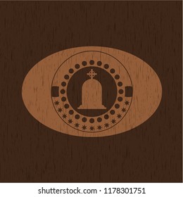 tombstone icon inside retro wooden emblem