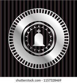 tombstone icon inside silver badge