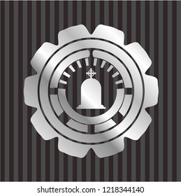  tombstone icon inside silver badge or emblem