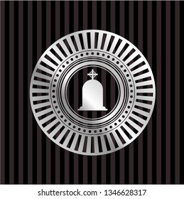 tombstone icon inside silver shiny emblem