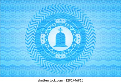 tombstone icon inside water concept style badge.