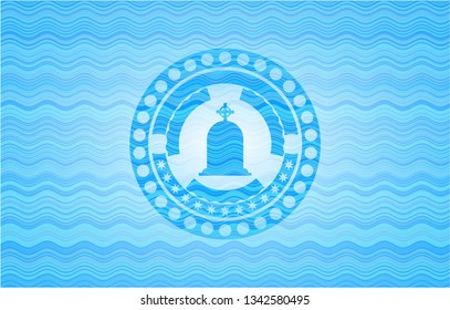 tombstone icon inside water wavec oncept emblem.
