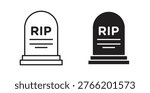 Tombstone icon in line design. Editable stroke icon.