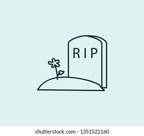 Tombstone icon line isolated on clean background. Tombstone icon concept drawing icon line in modern style. Vector illustration for your web mobile logo app UI design.