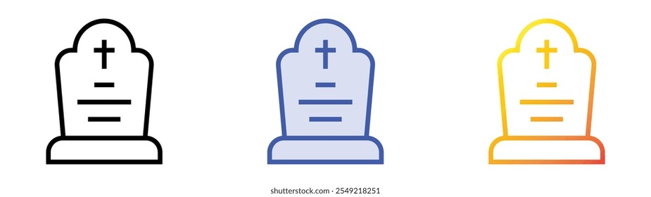 tombstone icon. Linear, Blue Fill and Gradient Style Design Isolated On White Background