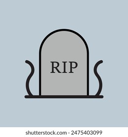 Tombstone icon, tombstone linear style pictogram isolated on different color background. Halloween holiday Symbol, logo illustration. EPS file 36.