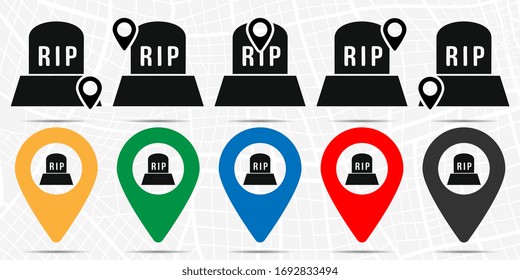 Tombstone icon in location set. Simple glyph, flat illustration element of halloween theme icons