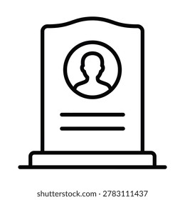 Tombstone icon with memorial portrait and epitaph lines tombstone gravestone memorial cemetery monument mourning