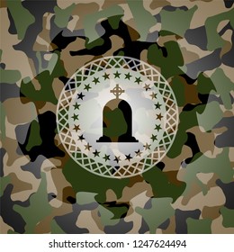 tombstone icon on camo pattern